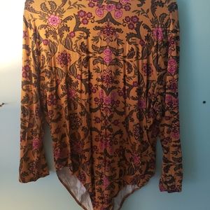 Floral pattern long sleeve bodysuit